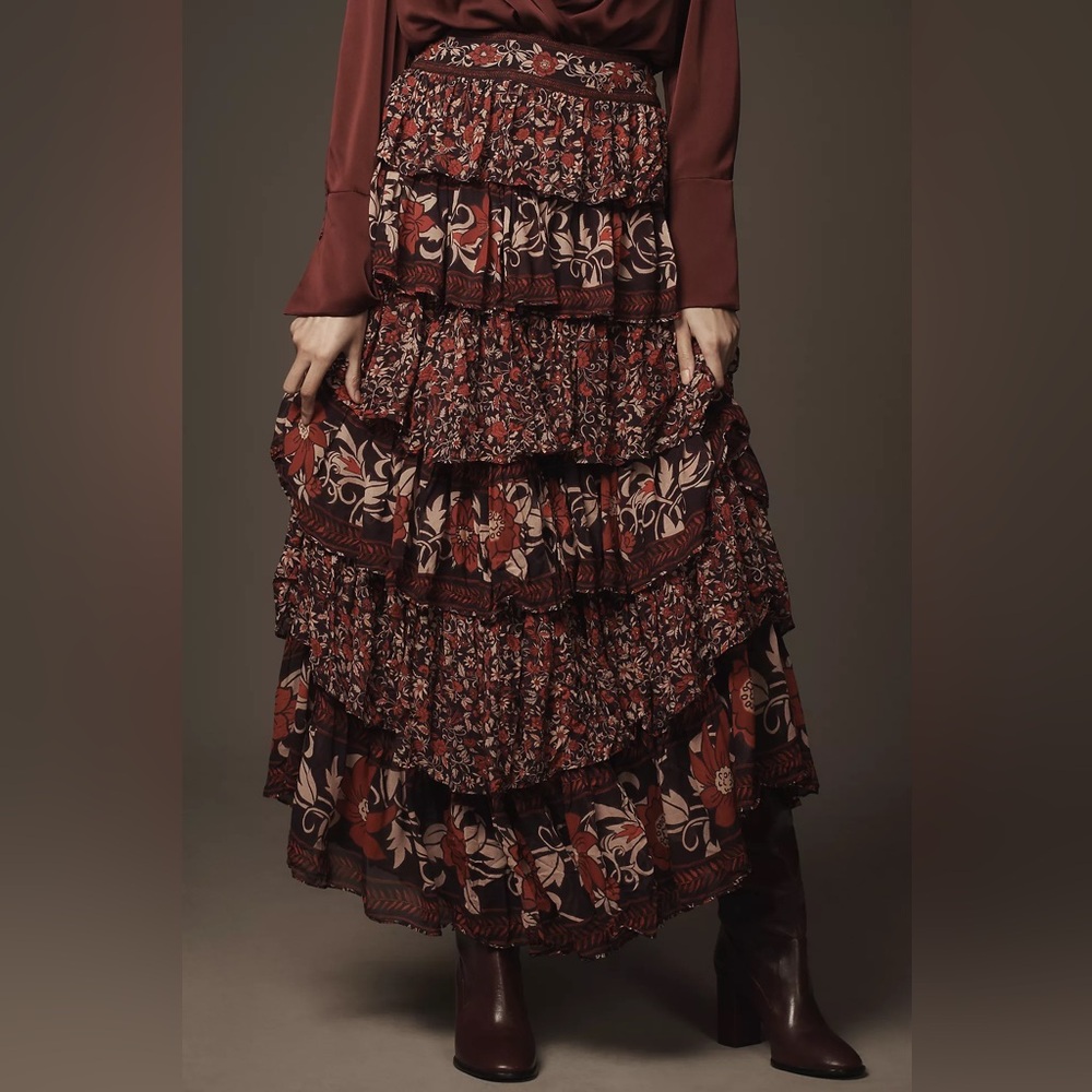 NWTS FARM RIO RUFFLED MIDI SKIRT (M)